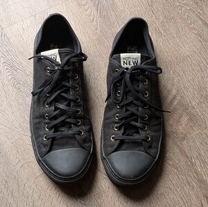 Nothing New Black Lace Up Low Top Sneakers Sustainable Shoes Faux Conver…